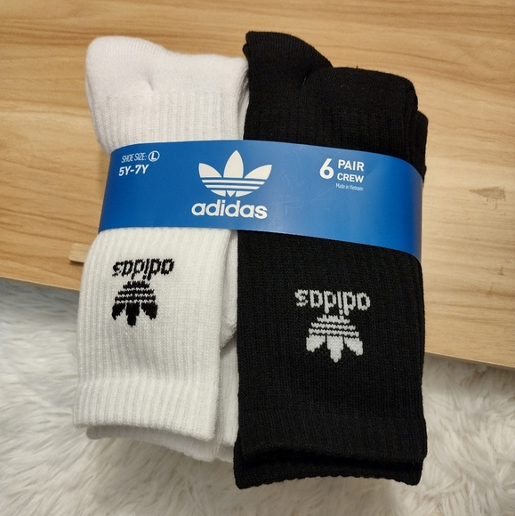 adidas Other - Adidas Kids Black/White Pairs Crew Socks 5Y-7Y New